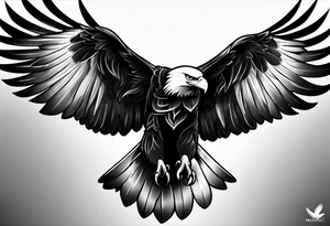 Realistic black and white eagle chest tattoo tattoo idea