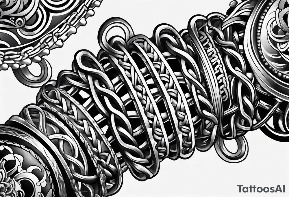 thick bicycle chain wrist tattoo idea