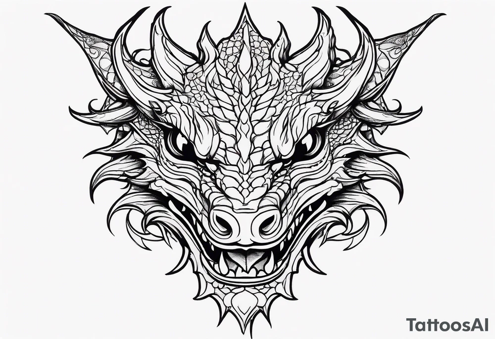 Dragon head facing front tattoo idea