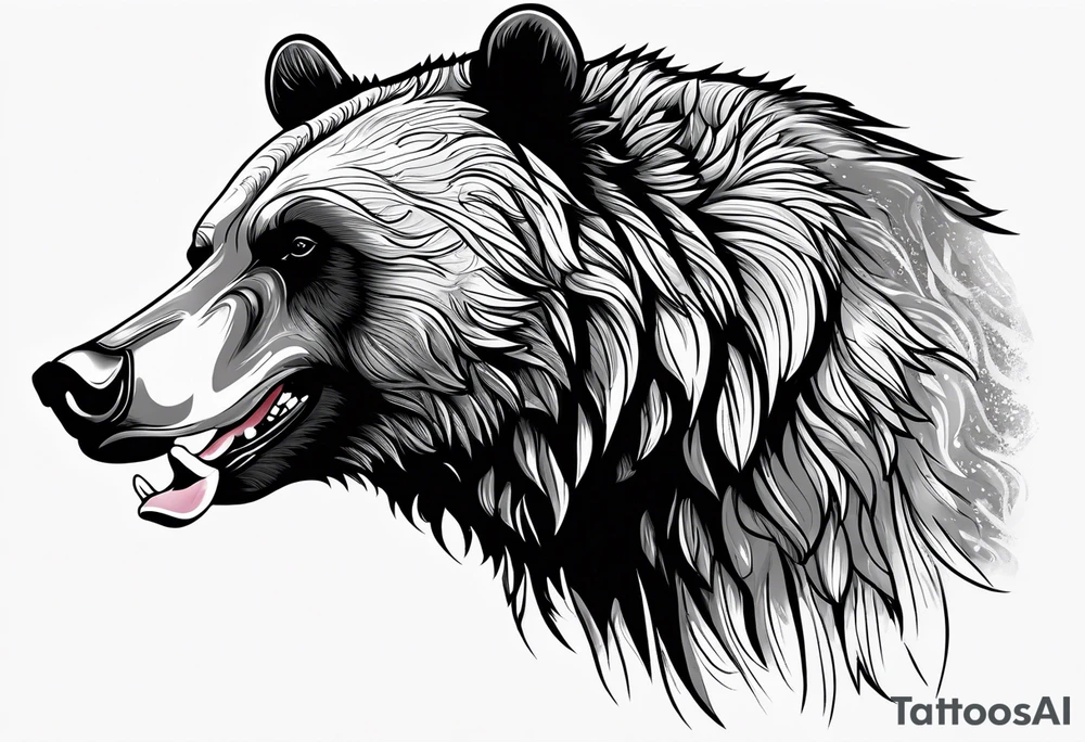 Grizzly bear growling tattoo idea