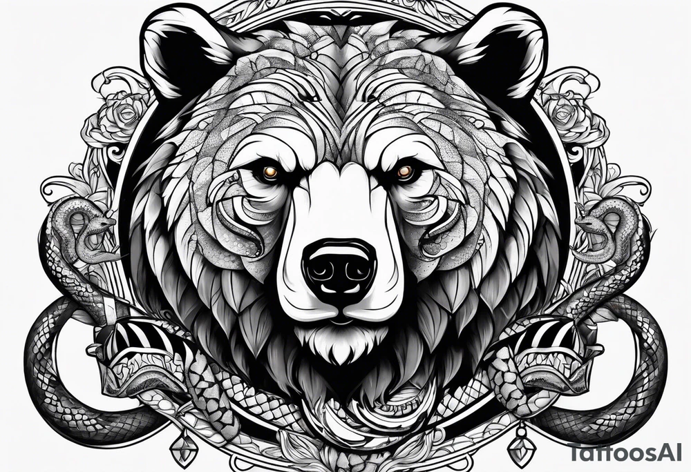 Bear with snake wrapped around it tattoo idea