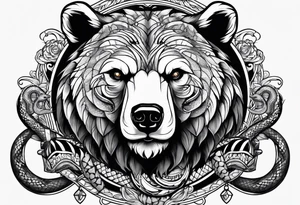 Bear with snake wrapped around it tattoo idea