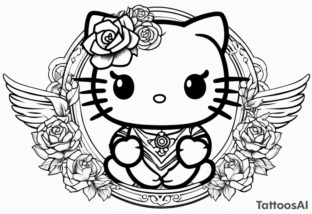 angle hello kitty with halo tattoo idea