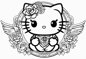 angle hello kitty with halo tattoo idea