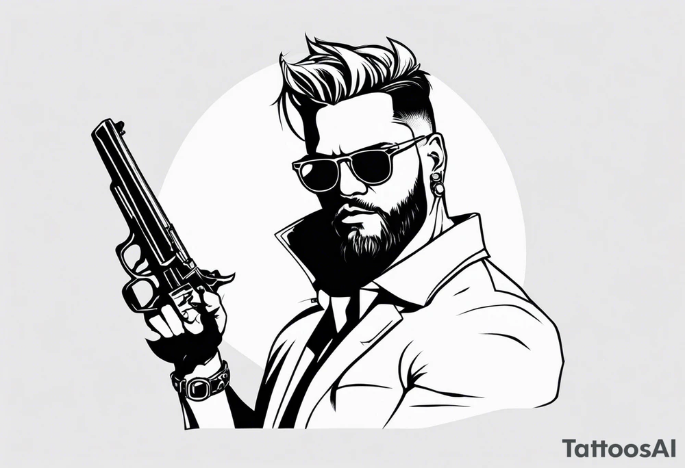 capricorn man with sunglasses and gun tattoo idea