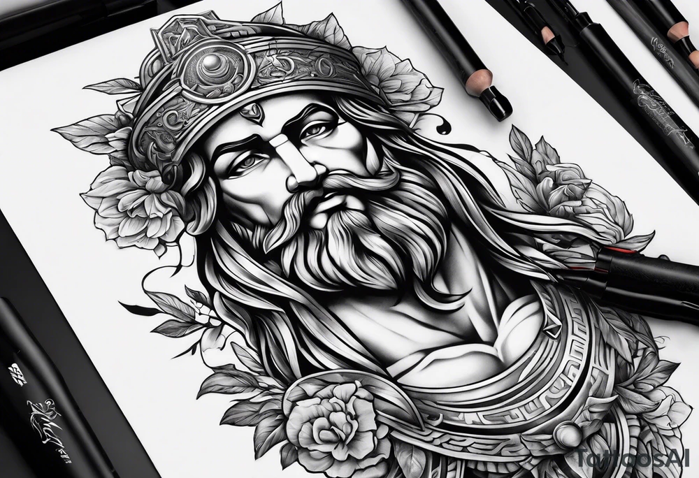 Greek God sleeve tattoo idea