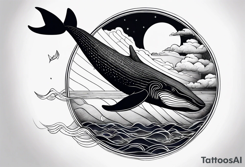 Blue whale and the moon tattoo idea