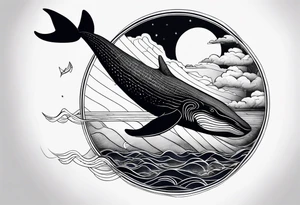 Blue whale and the moon tattoo idea