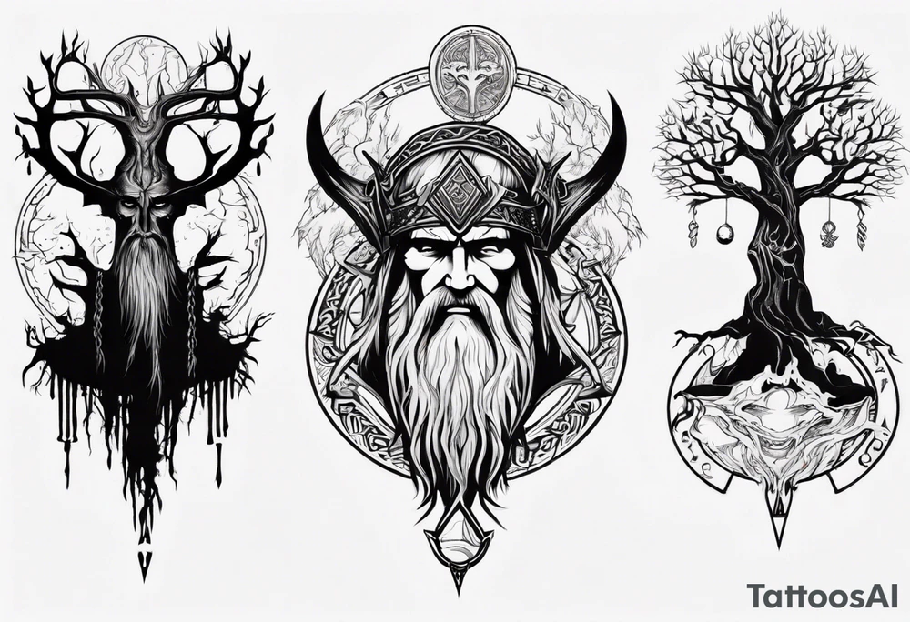 odin hanging on yggdrasil tattoo idea