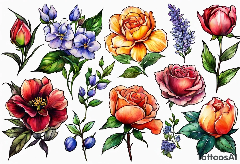 Birth flower February, march, September and December tattoo idea