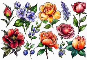 Birth flower February, march, September and December tattoo idea