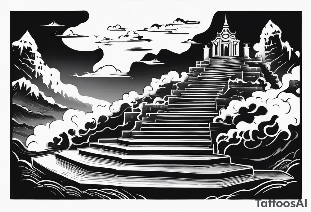 Valhalla  fog stairs mist tattoo idea