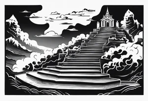 Valhalla  fog stairs mist tattoo idea