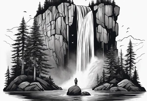 A giant from the Canadian folklore the sleeping giant sleeping under a waterfall tattoo idea