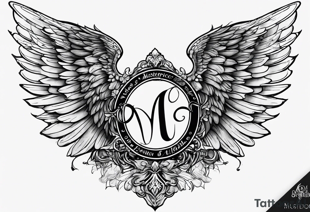 One angel wing and the Name Leah written under in gothic letters. tattoo idea