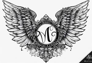 One angel wing and the Name Leah written under in gothic letters. tattoo idea