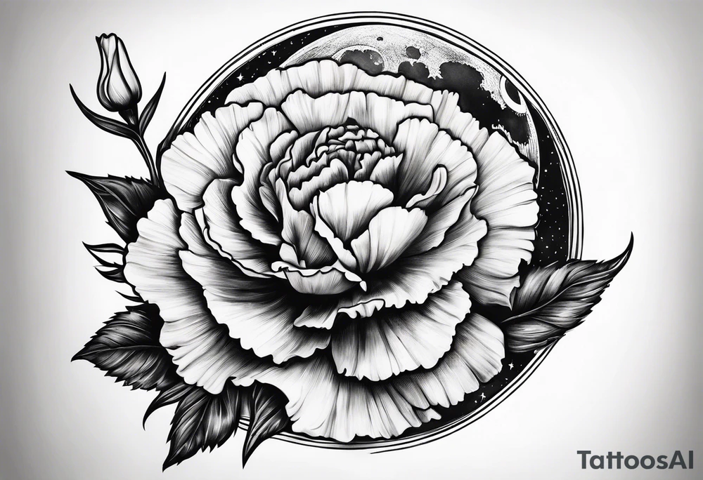 Carnation with
 moon background tattoo idea