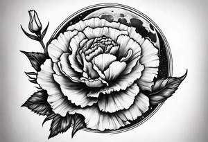 Carnation with
 moon background tattoo idea