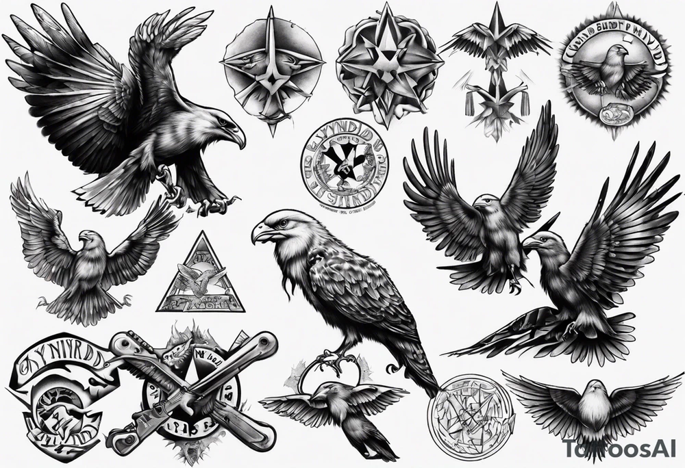 Lynyrd Skynyrd highly detailed, free bird tattoo idea