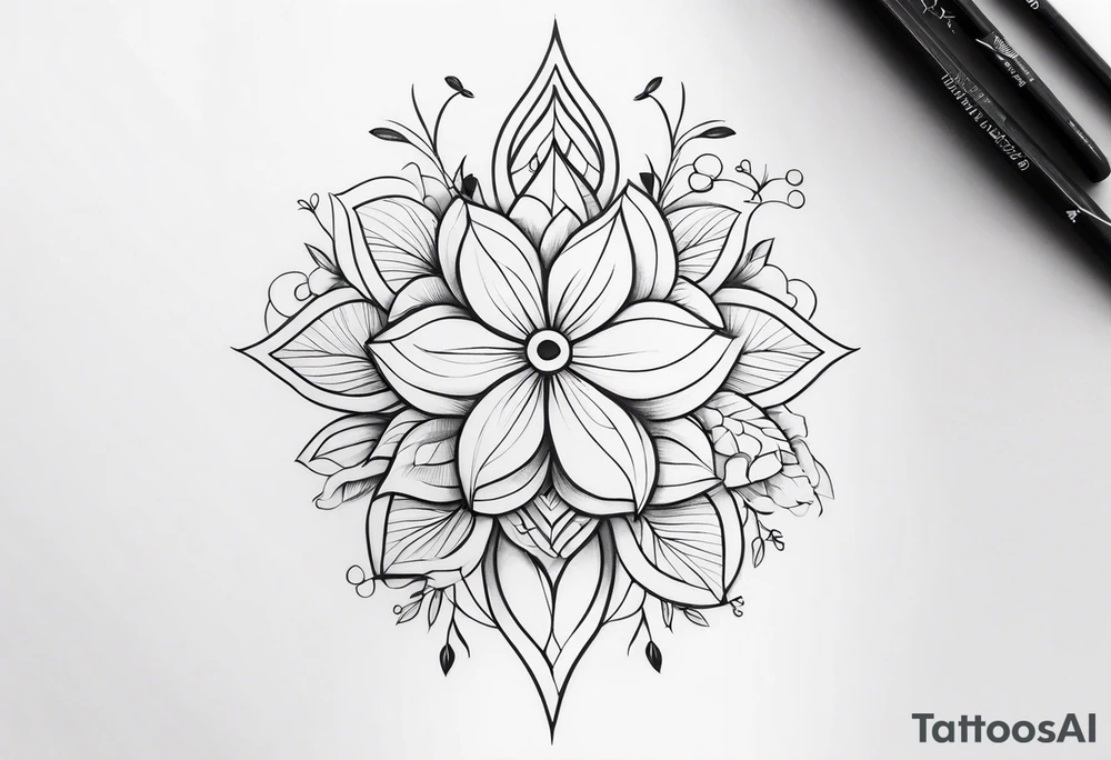 fine line, small flowers, shoulder, tribal tattoo idea