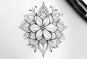 fine line, small flowers, shoulder, tribal tattoo idea