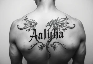 name is Aalyha, zodiac aquarius, white an black realistic thug tattoo idea