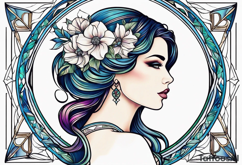 Art nouveau woman tattoo idea