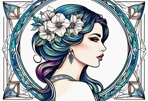 Art nouveau woman tattoo idea