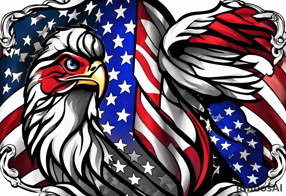 Make a tattoo an american flag that demonstrates the love and pride of my origins tattoo idea