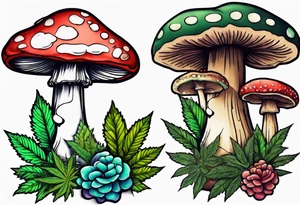 shroom and marijuana tattoo tattoo idea