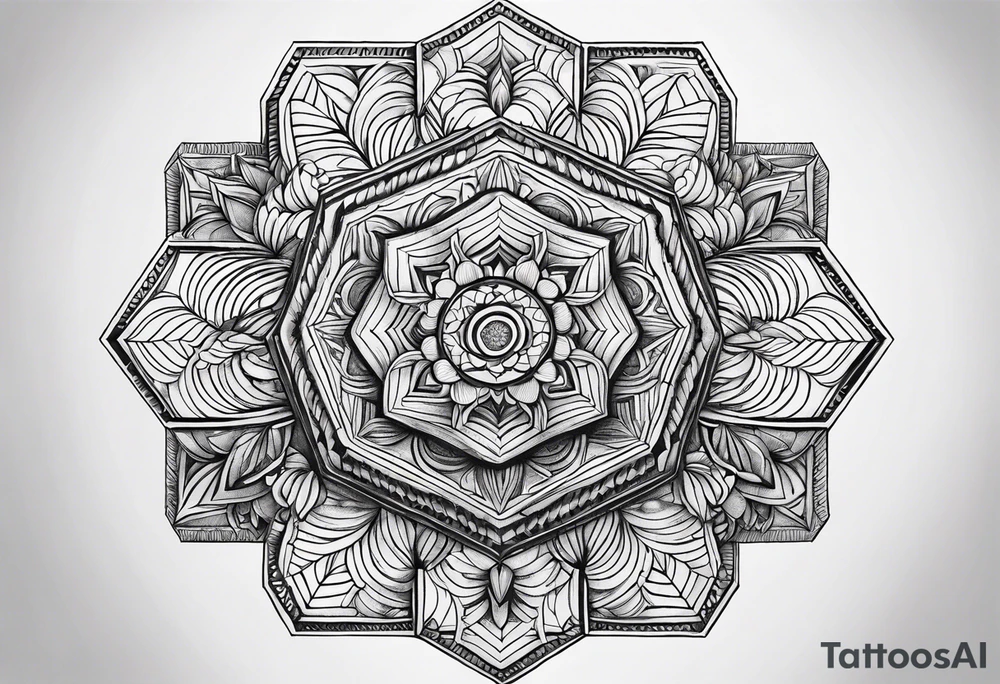 Mandala honeycomb hexagon tattoo idea