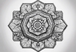 Mandala honeycomb hexagon tattoo idea
