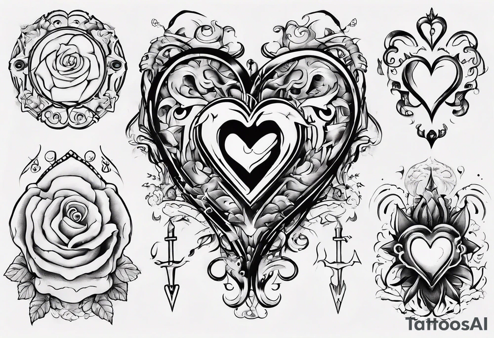“through thick and thin” with a heart tattoo idea