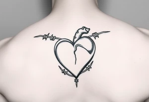 Barbed wire wrapped around heart tattoo idea