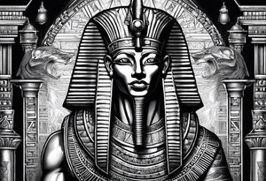Pharaoh with two Anubis tattoo idea