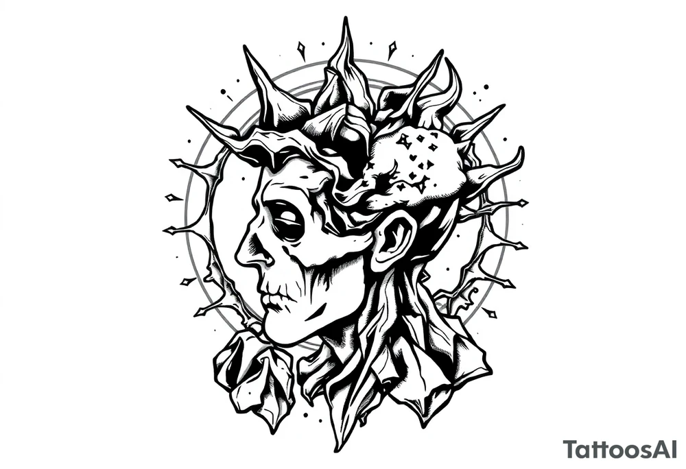 lost in thoughts but not much detail tattoo idea