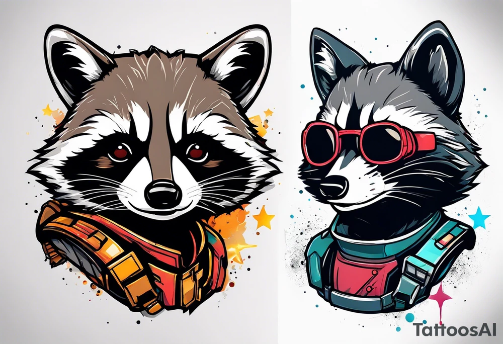 Guardians of the galaxy raccoon with a rocket launcher tattoo idea