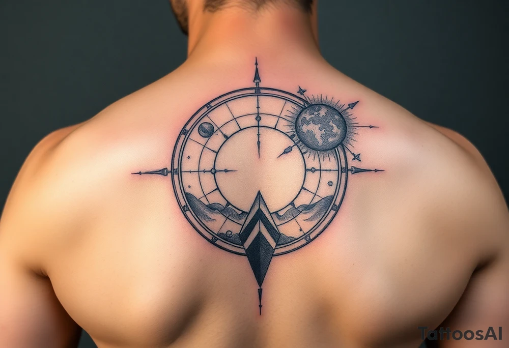 Astronomy tattoo integrated with the sands of time tattoo idea