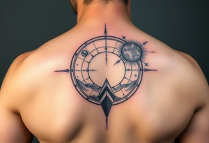 Astronomy tattoo integrated with the sands of time tattoo idea