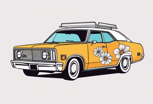 vista cruiser, vintage 70s, groovy, flowers, cute, girly tattoo idea