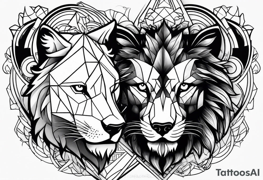 Lion vs wolf tattoo idea