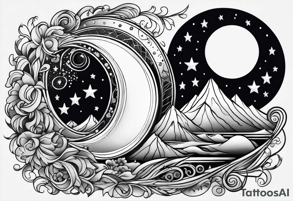 moon with stars tattoo idea