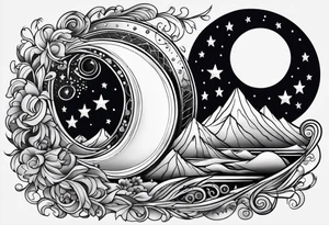 moon with stars tattoo idea