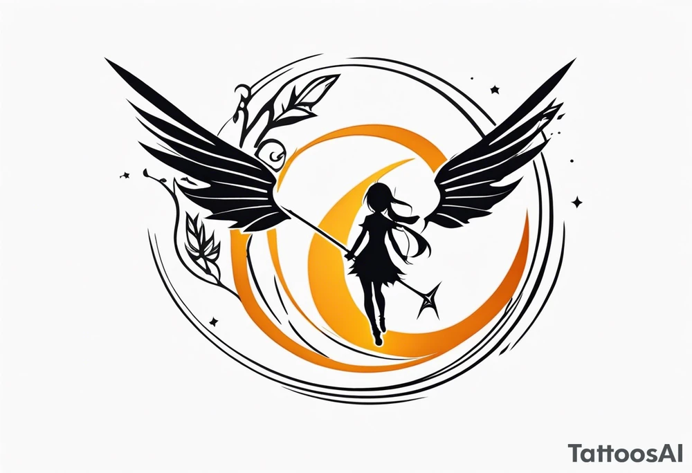 A fairy with a tail that is the fairy in the Fairy Tail anime guild logo in the same position tattoo idea