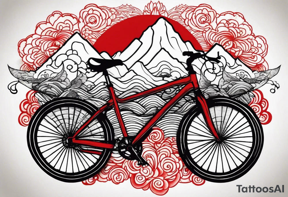 bicycle mountains tattoo idea