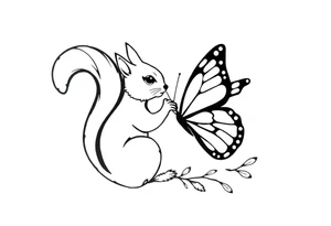 Squirrel kissing butterfly tattoo idea