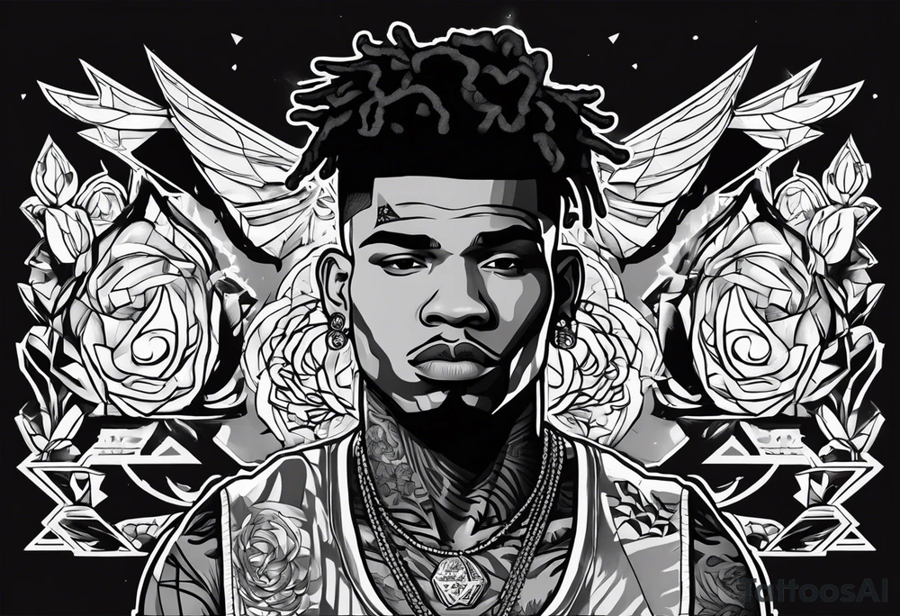 Make me the rapper nle Choppa and put all of his tattoos he has tattoo idea