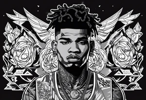 Make me the rapper nle Choppa and put all of his tattoos he has tattoo idea