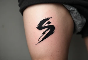 A black ink brushstroke "S" inspired by Japanese calligraphy. tattoo idea