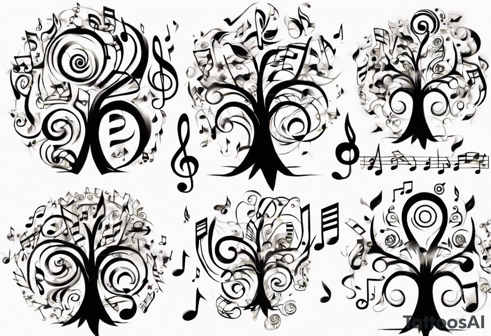 music speaker note tree stave notes tattoo idea